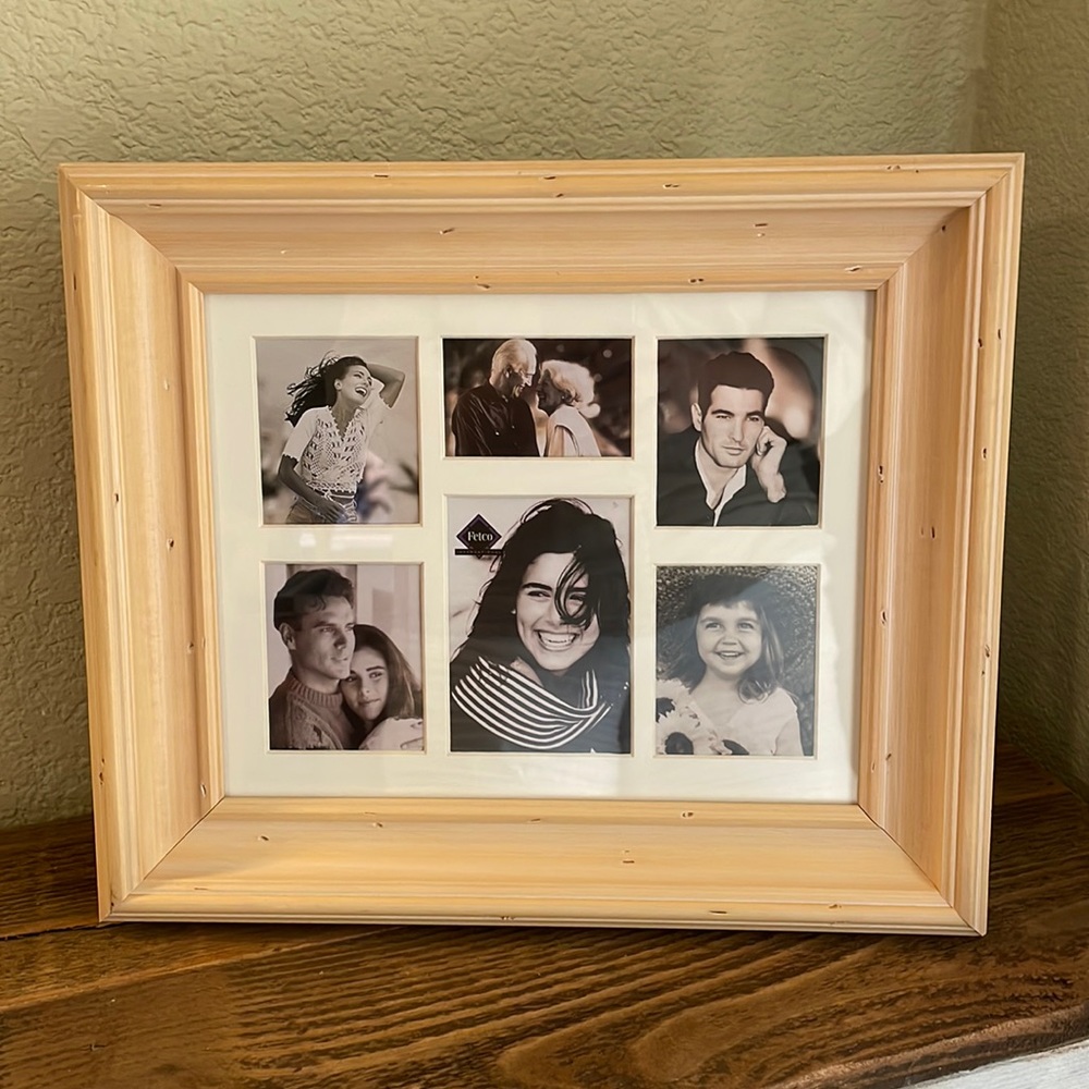 NWT Fetco International rustic wood collage frame w/mat for 6 photos